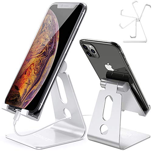 Adjustable Mobile Phone Stand for Desk with Non-Slip Base, Anti-Scratch & 270° Rotatable, Cellphone Holder for All Smartphone & Tablets (iPhone, Android)
