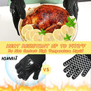 BBQ Gloves, 1472°F Heat Resistant Fireproof Mitts, Silicone Non-Slip Washable Oven Kitchen Gloves for Barbecue, Grilling, Cooking, Baking, Camping, Smoker (Black)