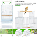 Yaheetech Play Open Top Parrot Bird Cages for Sun Parakeet Cockatiel Green Cheek Conure Lovebird w/Detachable Rolling Stand, White