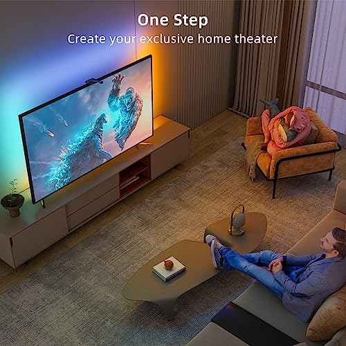 Smart LED TV Backlights with Camera for 75-85 inch TVs, 16.4ft RGB+IC Immersion TV Lights, Sync to Music, Scene Mode, Compatible with Alexa & Google Assistant, App Control, WiFi Strip Lights