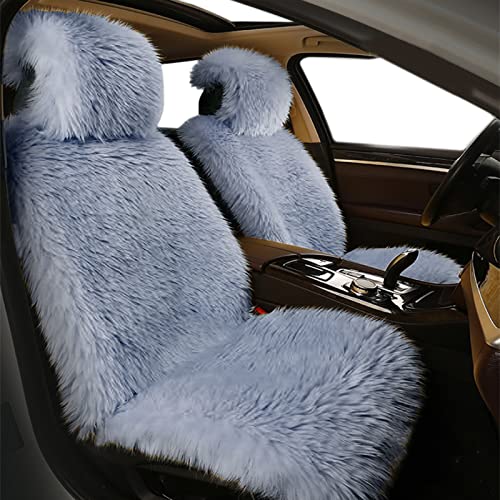 Big Ant Sheepskin Seat Covers, Sleek Design Authentic Australian Full Size Car Seat Pad Soft Long Wool Warm Seat Cushion Cover Winter Protector - Universal Fit for Cars Driver Seat Office Chair(Gray)