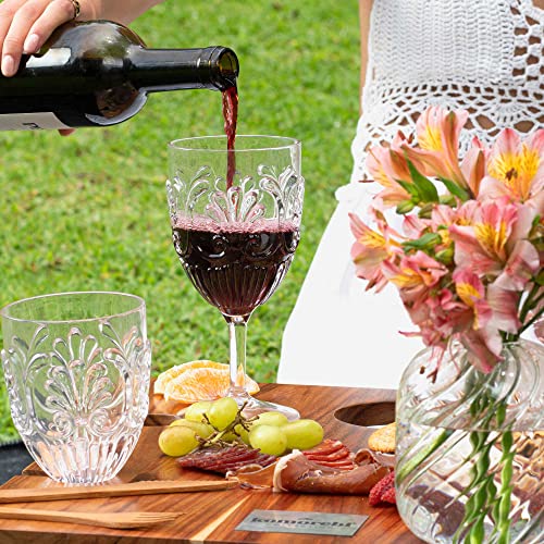 KOMOREBI Shatterproof Acrylic Wine Glasses - Unbreakable Plastic Goblets, BPA-Free & Drop-Proof Glassware - Elegant Drinkware for Indoor & Outdoor Use - 14oz, Set of 4 (Clear)