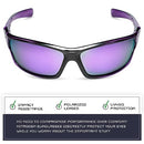 Nitrogen Polarized Wrap Around Sport Sunglasses for Men Women UV400 Sports Sun Glasses, Crystal Purple | Revo Purple, One size fits most