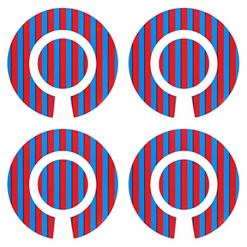 Acclaim Lawn Bowls Identification Stickers Markers Standard 5.5 cm Diameter 4 Full Sets Of 4 Self Adhesive Two Colour Striped Mixed Colours (B)