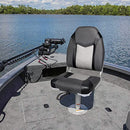 Leader Accessories A Pair of Elite Low/High Back Folding Fishing Boat Seat (2 Seats) (Black/Light Grey/Charcoal)