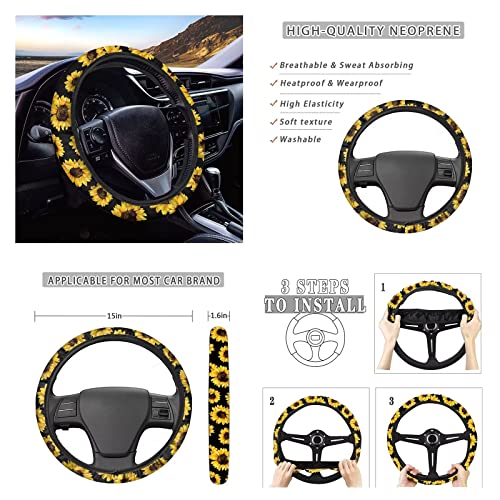 ZFRXIGN Western Car Seat Covers for Women Full Set Aztec Car Steering Wheel Cover Car Seat Belt Cover, Car Coaster Cup Holder, Wristlet Keychain Lanyard Universal Tribal Navajo