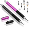 MEKO(TM) (2 Pcs)[2 in 1 Precision Series] Disc Stylus/Styli Bundle with 4 Replaceable Disc Tips, 2 Replaceable Fiber Tips for All Touch Screen Devices - (Black/Purple)