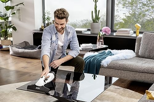Kärcher WV 2 Plus N Cordless Window Vacuum Cleaner, Battery Life: 35 Minutes, LED Charge Level Indicator, 2 Suction Nozzles, Spray Bottle with Microfibre Cover, 20 ml Window Cleaner Concentrate