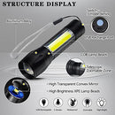 ZCOINS 2 Pack Rechargeable Small Torch, 500LM Zoomable Mini LED Flashlight with COB Side Light, Pocket Mini Torch for Emergency Camping Hiking Dog Walking