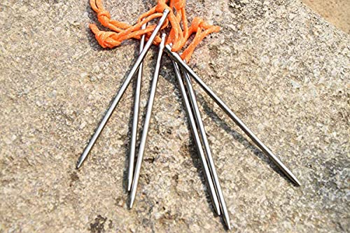 Tentock Titanium Tent Stakes 6pcs/Pack Ultralight Tarp Nails Hammock Pegs for Hard Ground Rock Granite with Reflective Loop (16.5CM)