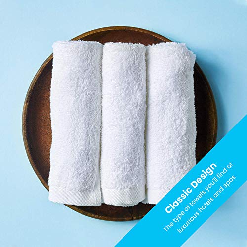 Zeppoli Wash Cloth Kitchen Towels, 24-Pack, 100% Natural Cotton Bath Towels, 12 x 12 Hand Towels, Commercial Grade Washcloth, Machine Washable Cleaning Rags, Wash Cloths for Bathroom