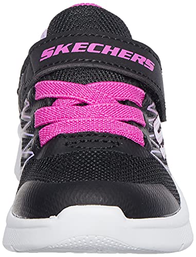 Skechers Kids Girls MICROSPEC-Bold Delight Sneaker, Black, 7 Toddler