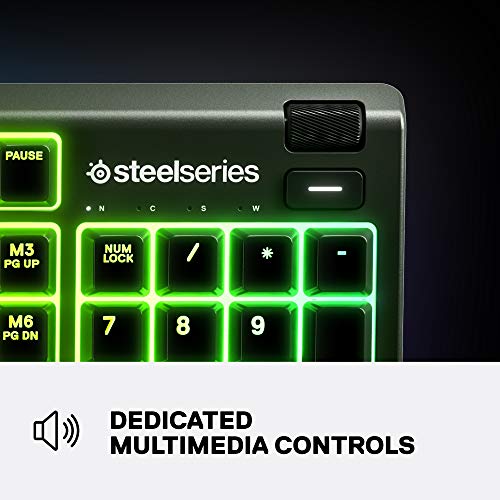 SteelSeries Apex 3 Whisper Quiet IP32 Water & Dust-Resistant Gaming Keyboard - Prism 10-Zone RGB Illumination - Premium Magnetic Wrist Rest