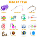 Qoosea 24PCS Cat Toys Set Interactive Kitten Toys for Indoor Cats Catnip Toy Kitten Feather Wand Cat Tunnel, Cat Springs, Mice and Bells Toys, Cat Wand Toy for Cat Kitten