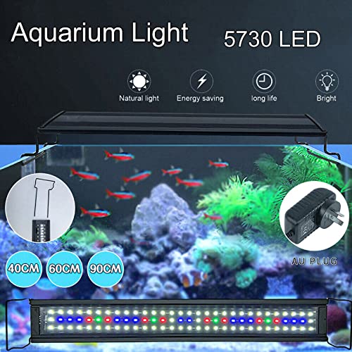 40 60 90cm Aquarium Light Lighting Bar Full Spectrum Plant Fish Tank Lamp Dimmable 5730 LED with Time Extendable Brackets for Saltwater Freshwater Planted Tank (90cm)