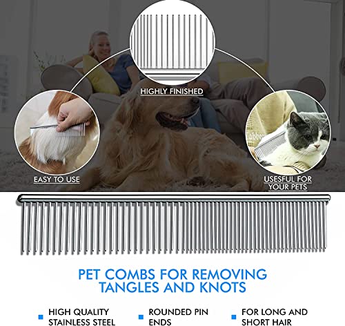 Maxzer Pet Grooming Tool - Double Sided Shedding and Dematting Undercoat Rake Comb & Brushes for Dogs and Cats, Pet Grooming Rake and Brushes for Small, Medium, Large