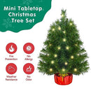 2ft Pre-Lit Artificial Christmas Tree, Majestic Fir with Small Lights and Cloth Bag Base, Ideal for Home, Office, and Party Decoration