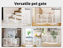 PaWz Wooden Pet Gate Dog Fence Safety Stair Barrier Security Door 4 Panels White