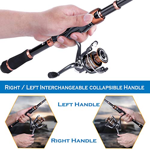 PLUSINNO Fishing Rod and Reel Combos, Bronze Warrior Toray 24-Ton Carbon  Matrix Telescopic Fishing Rod Pole, 12 +1 Shielded Bearings Stainless Steel  BB Spinning Reel, Travel Freshwater Fishing Gear
