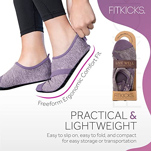 FITKICKS Original Women's Foldable Active Lifestyle Minimalist Footwear Barefoot Yoga Sporty Water Shoes, Heathered Purple, Medium