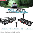 MERCARS Hitch Cargo Carrier with Bike Rack 60" x 24" x 14" Fits 2 Bikes,Folding Cargo Rack Rear (mid Bike Rack)