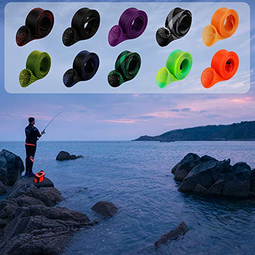 Facune 8 Pack Fishing Rod Socks Fishing Rod Sleeve Casting/Spinning Fishing  Rod Cover Braided Mesh Rod Protector Pole Gloves for Fly Sea Fishing Rod  and Other Common Fishing rods(Black)