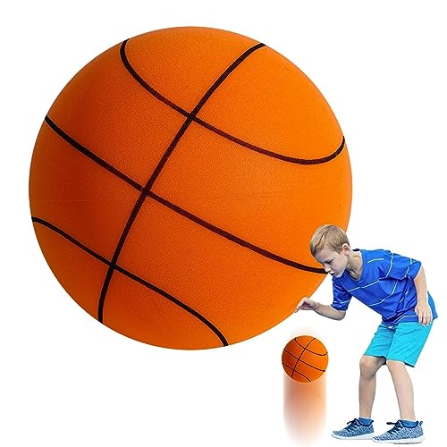 Silent Basketball Dribbling Indoor, Lightweight Uncoated High Density Foam Ball, 2023 Newest Foam Basketball Indoor Training Ball for Patios Playrooms Stadiums Yards