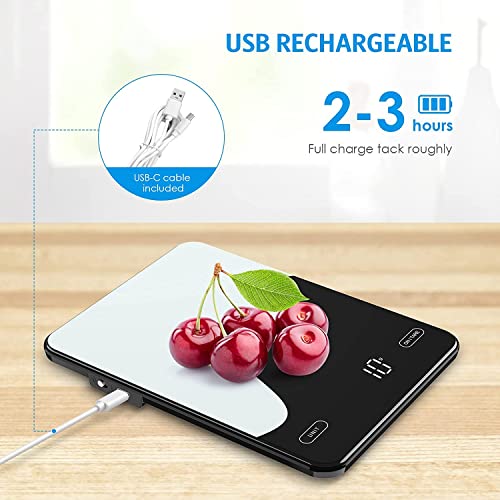AMIR Digital Kitchen Scale Rechargeable, 10kg/22lb Digital Food Scales for Weight Loss, 1g/0.1oz Smart Food Scale with Nutrition Calculator APP, Kitchen Baking Mini Digital Scale
