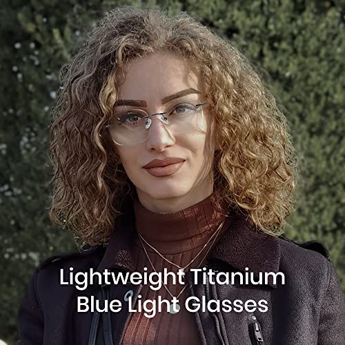 Cyxus Titanium Blue Light Glasses for Men Frameless Rimless Glasses Computer Glasses UV protection Eyeglasses