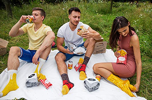 Rainbow Socks - Men Women Funny Meal Socks Box - 5 Pairs - Burger Fries Bier - Size S/M ( AU Woman 5-9 / Man 3-7)