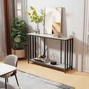 2 Tier Console Table Hallway Unit: Marble Top Consoles Desk 120x30x78cm Long High Gloss Sintered Stone Marbles Black Frame Frame Narrow Tall Modern Sofa Storage Side Tables Living Room