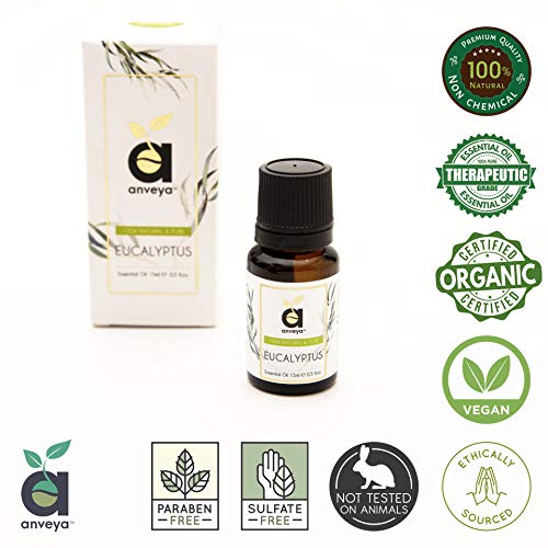 Anveya Eucalyptus Essential Oil, & Pure, for Steam Inhalation, Diffuser, Cold & Beauty, For Men & Women, Paraben and Sulphate free, 15 ml (Pack of 1)