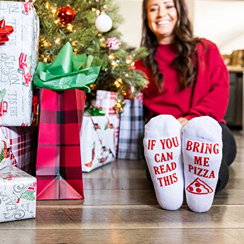 Haute Soiree Women's Novelty Socks - “If You Can Read This, Bring Me Some” - One Size Fits All, Pizza, One size