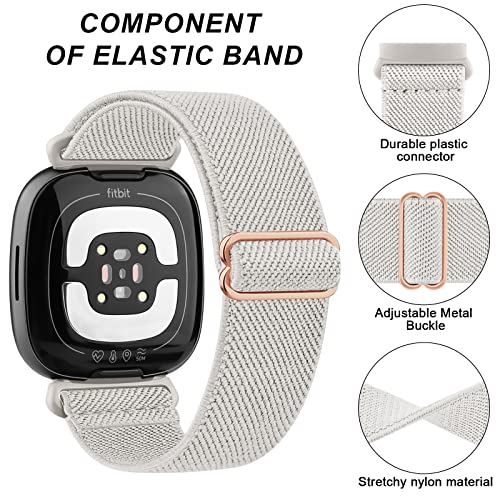 Elastic Bands for Fitbit Versa 4 Band&Fitbit Versa 3 Band, Fitbit Sense 2 Band&Fitbit Sense Band Women/Men, Soft Stretchy Loop Adjustable Sport Replacement Wristbands for Fitbit Versa 4/3 / Fitbit Sense/Sense 2