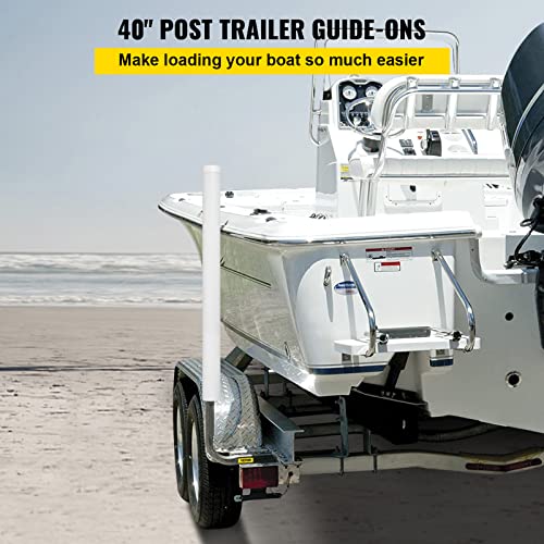 VEVOR Boat Trailer Guide-ons, 40", 2PCS Steel Trailer Post Guide on, Trailer Guides with PVC Pipes, Mounting Hardware Included, for Ski Boat, Fishing Boat or Sailboat Trailer, White