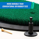 Fiberbuilt Golf Adjustable Golf Tee; Premium Driving Range Mat Golf Tees; Great for Hitting Balls into a Practice Net or Simulator - 2 Pack, Black