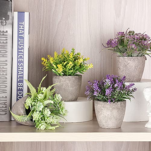 Artigreen Mini Artificial Plants Potted 6 Pcs,Fake Potted Green Flower, Suitable for Office Desk Coffee Table Bathroom Bedroom Home Decorations