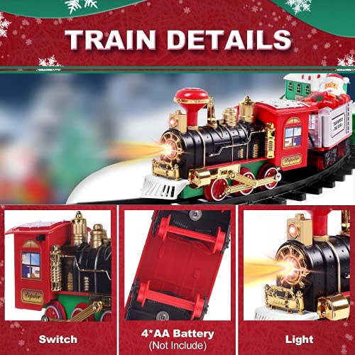 SHATCHI Christmas Train Set-Around The Tree Xmas Home Decoration Festive Light Up Realistic Sound Battery Operated, Multi, One Size