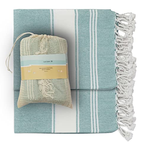 100% Cotton Beach Towel with Beach Bag, 2 Pack Beach Towels Oversized, 39"x71", Pool Towel, Oversized Beach Towel, Highly Absorbent, Extra Large Beach Towel, Quick Dry Towel, Travel Towel - Aqua