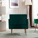 Olela Velvet Accent Chair with Arms for Living Room, Modern Tufted Single Sofa Armchair with Gold Metal Legs Upholstered Reading Club Chair for Bedroom Office Decorative (Green - Velvet)