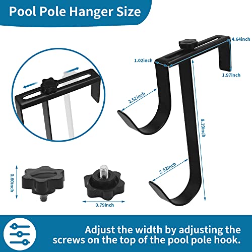 Zhitaoxun Adjustable Aluminum Pool Pole Hanger,Pool Fence Hooks for Pool Poles, 2pcs Swimming Pool Pole Hook,Heavy Duty Fence Hooks for Pool Hose Pool Skimmer Accessories