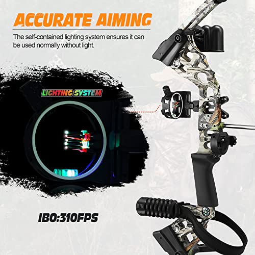 20-70lbs Compound Bow Arrow Set Archery Hunting Target Shooting RH Adjustable 320fps Masters Beginner Bow Kit,Outdoor Fishing,Camo