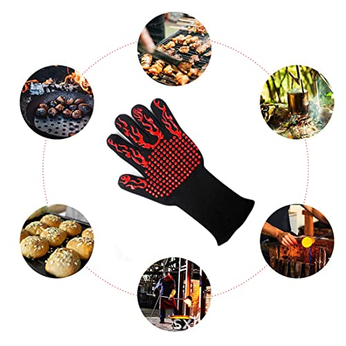Dynus BBQ Grill Gloves 1472℉ 800℃ Extreme Heat Resistant Grilling Gloves Non-Slip Silicone Insulated Grill Mitts for Cooking, Grilling, Fireplace, Oven, Kitchen, Welding, Smoker, Cutting