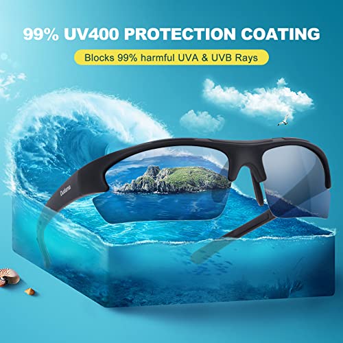 Duduma Polarized Sports Sunglasses for Men Fishing Cycling Running Golf Driving Sun Glasses TR62 Superlight Frame (Matte Black)