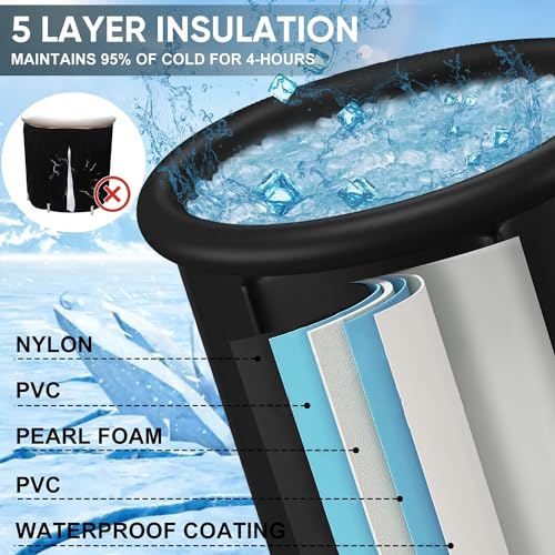 PTEROMYS Large Ice Bathtub for Athletes with Lid Portable Hot Tub Cold Plunge Therapy Training-Adult Spa for Ice Baths Soaking Ideal for Hot Bath Ice Bath (tub-75 * 75)