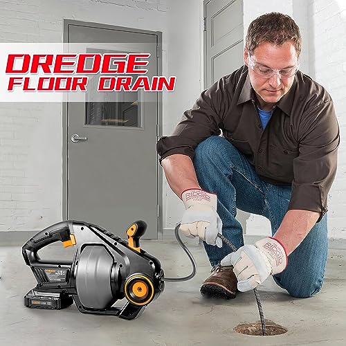 DOMINOX Electric Drain Snake with 2.0Ah Battery and 25FT Plumbing Snakes, Drain Snake Clog Remover for Unclogging Toilet, Sewer, Bathroom, Sink Drain Pipes