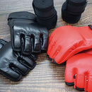2 Pairs Boxing Gloves Kickboxing Gloves for Men Women Kids Professional Shockproof Leather Sparring Training Gloves Set MMA Gloves (Black and Red)