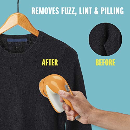 Conair Fabric Shaver and Lint Remover, Battery Operated Portable Fabric Shaver, Orange