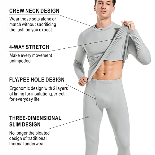 Men’s Thermal Underwear Fleece Lined Base Layer Long Johns Set Top and Bottom Winter Sports Suits