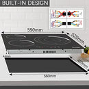 Cooksir Ceramic Hob, Electric Hob 3 Zone 5700W, Ceramic Cooktop with Touch Control, Electric Cooktop with Dual Oval Zone, 9 Power Level, Timer, Child Lock,Black, (CSC-603T1-BB)